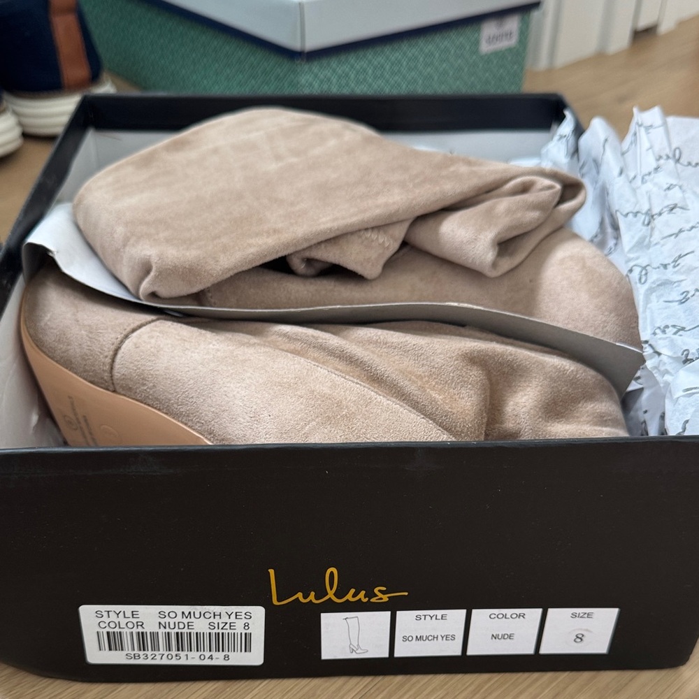 Lulu's Women's Nude Suede Knee High Boots